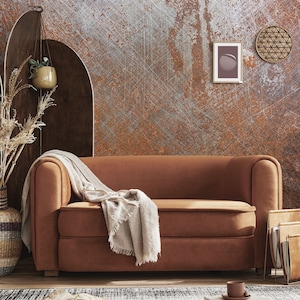 Tapete mit rostiger Metalloberfläche, korrodiertes Wandbild [Selbstklebend, abziehen und aufkleben, abnehmbar]