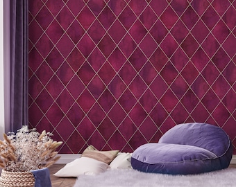 Burgundy tiles pattern wallpaper [Self Adhesive, Peel & Stick, Removable]