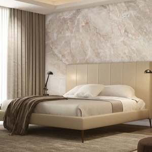 Beige Marmortapete, abstraktes Wandbild [Peel and Stick (selbstklebend) oder traditionelle Vinylpapiere]