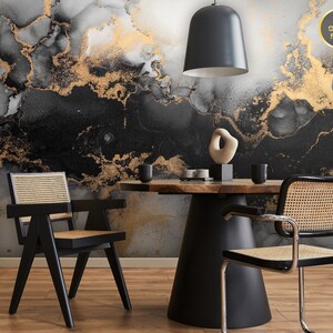 Luxury dark marble stone wallpaper, Wall Mural [Peel and Stick (self adhesive) or Traditional Vinyl Papers]