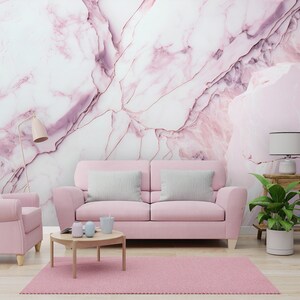 Pink and purple marble stone wallpaper, Wall Mural [Peel and Stick (self adhesive) or Traditional Vinyl Papers]