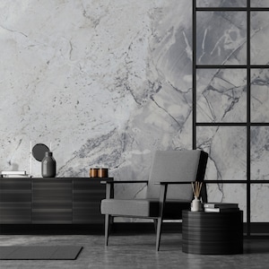 Gray Marble Wallpaper, Stone Wall Mural [Peel and Stick (self adhesive) or Traditional Vinyl Papers]
