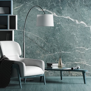 Green stone with white cracks wall mural, Abstract wallpaper [Self Adhesive, Peel & Stick, Removable]