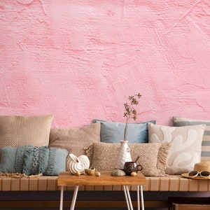 Baby pink concrete wallpaper, painted wall imitation, minimalist wall mural [Self Adhesive, Peel and Stick, Removable]