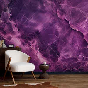 Purple marble wallpaper, purple stone wall mural [Peel and Stick (self adhesive) or Traditional Vinyl Papers]