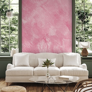Pink brush strokes wallpaper, painted wall imitation, concrete minimalist wall mural [Self Adhesive, Peel and Stick, Removable]