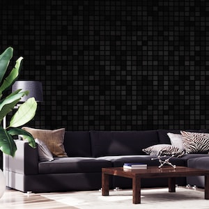 Schwarze Tapete mit geometrischem Fliesenmuster [Selbstklebend, abziehen und aufkleben, abnehmbar]