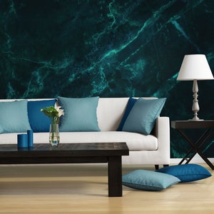 Dark teal marble wallpaper [Self Adhesive, Peel & Stick, Removable]