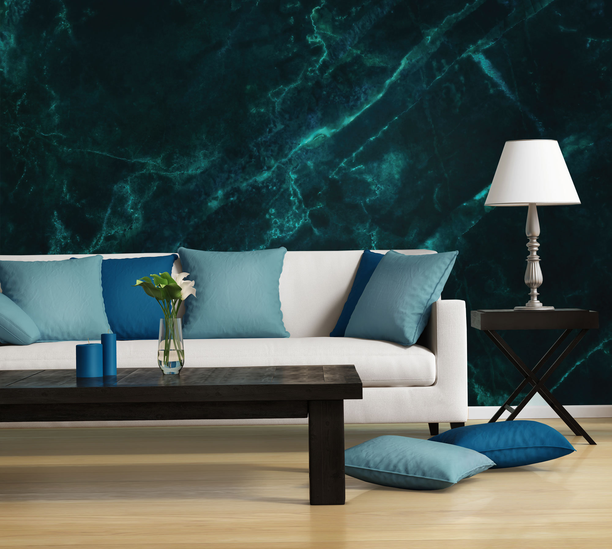 Dark Teal Marble Wallpaper self Adhesive Peel & Stick - Etsy