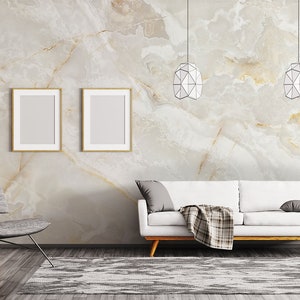 Beige und gelbe Marmorsteintapete [Selbstklebend, abziehen und aufkleben, abnehmbar]