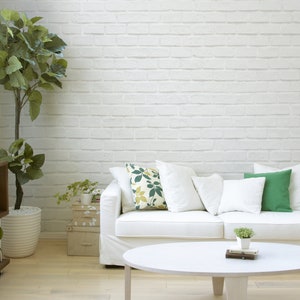 White brick wall mural, vintage wallpaper [Self Adhesive, Peel & Stick, Removable]