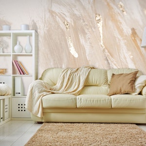 Wandtapete in warmem Beige [Selbstklebend, abziehen und aufkleben, abnehmbar]