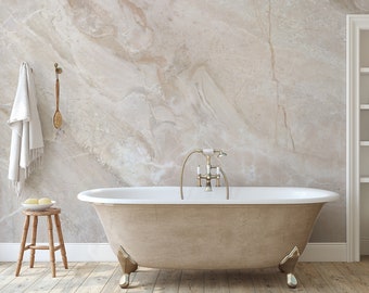 Beige neutral marble stone wallpaper, Wall Mural [Peel and Stick (self adhesive) or Traditional Vinyl Papers]