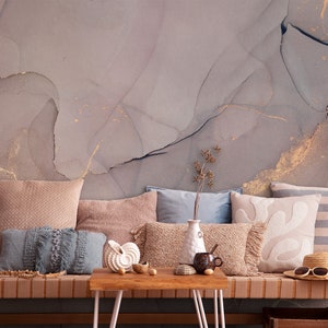 Abstract marble wallpaper, wall mural, watercolor wallpaper [Peel and Stick (self adhesive) or Traditional Vinyl Papers]