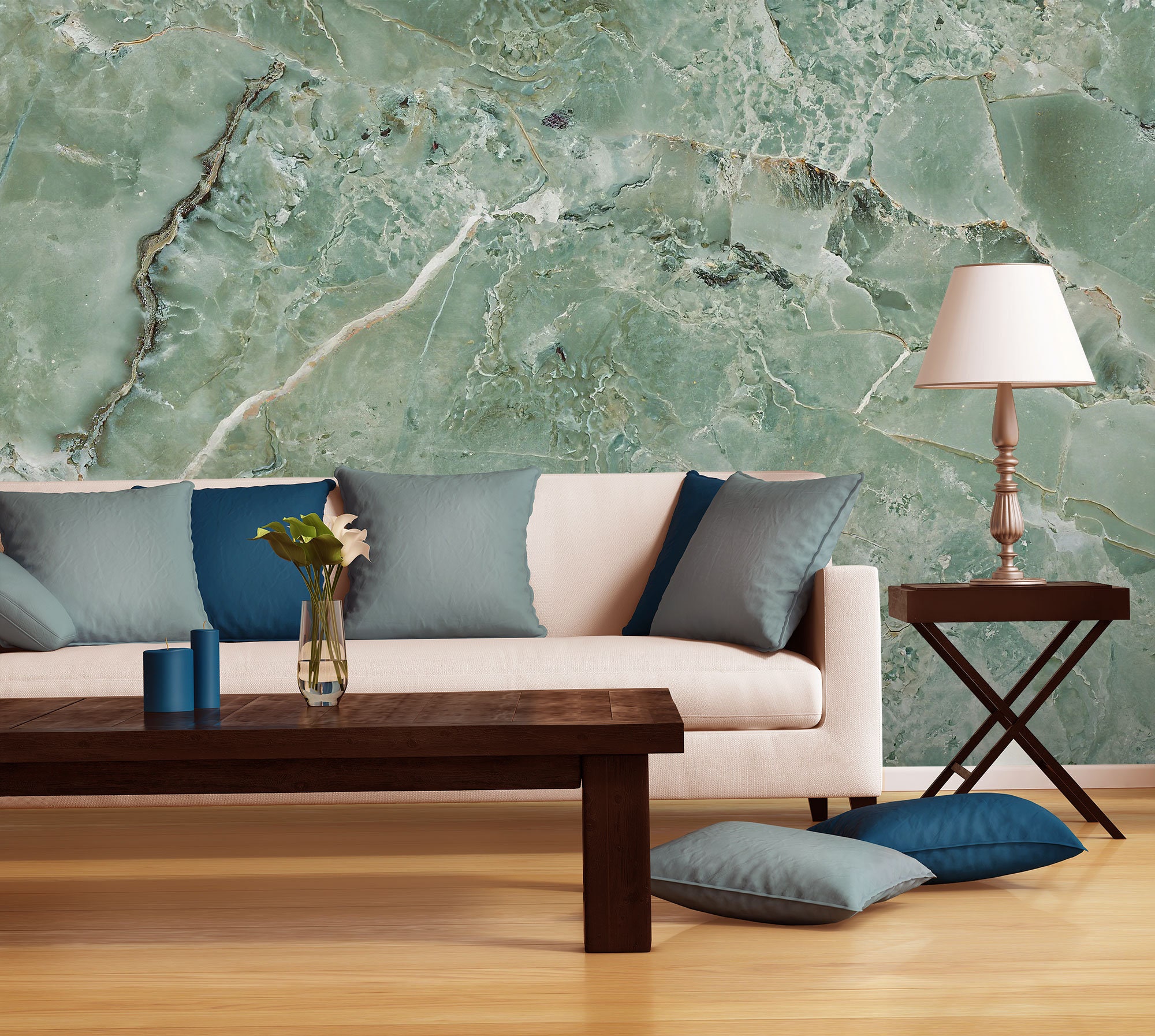 Light Green Marble Wallpaper, Abstract Stone Wall Mural [peel and Stick ...