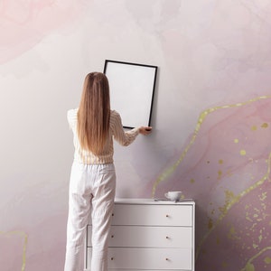 Rose watercolor wallpaper, abstract wall mural, watercolor wallpaper [Peel and Stick (self adhesive) or Traditional Vinyl Papers]