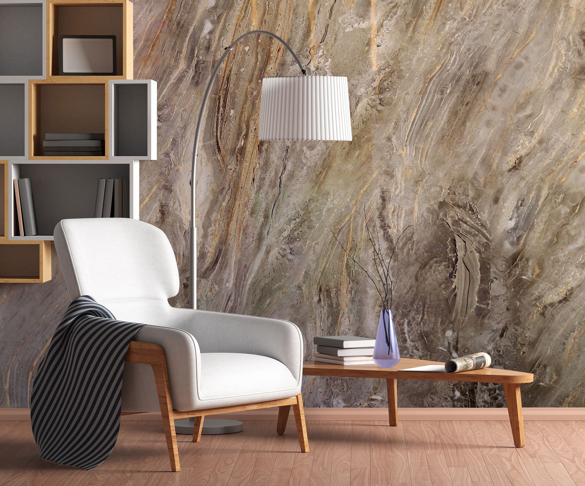 Natural Beige and Gray Stone Wallpaper, Grunge Wallpaper [peel and