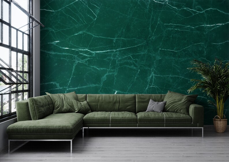 Emerald Green Cracked Marble Wallpaper self Adhesive Peel & Etsy