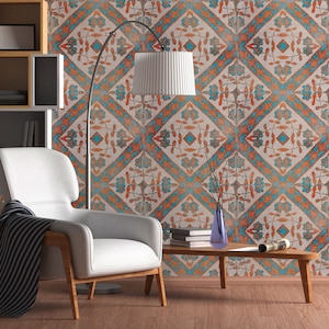 Carta da parati portoghese, tessere di mosaico, motivo marocchino [Autoadesivo, Peel & Stick, Rimovibile]