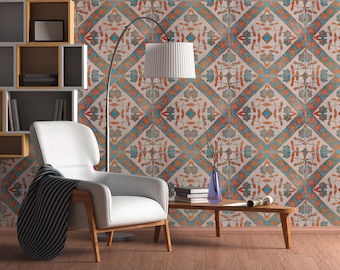 Portuguese wallpaper, mosaic tile, moroccan pattern [Self Adhesive, Peel & Stick, Removable]