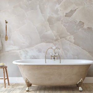 Carta da parati in marmo grigio beige naturale, murale in pietra [buccia e bastone (autoadesivo) o carta vinilica tradizionale]