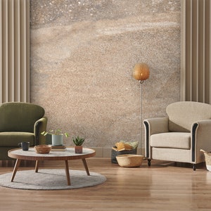 Natural Beige Stone Wallpaper, Stone Wall Mural [Peel and Stick (self adhesive) or Traditional Vinyl Papers]