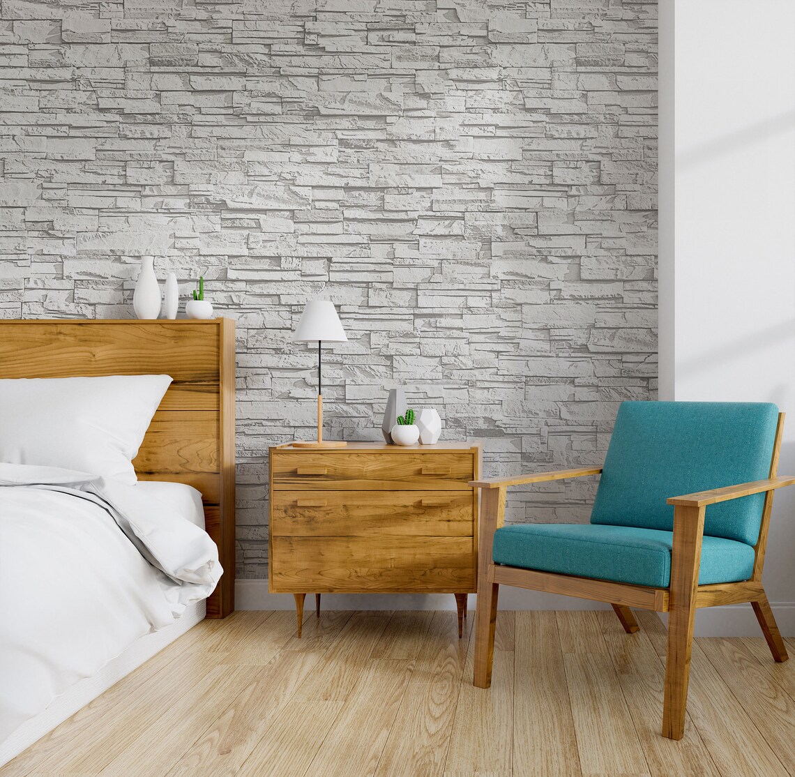 Modern White Brick Wallpaper Abstract Pattern Minimalist Etsy