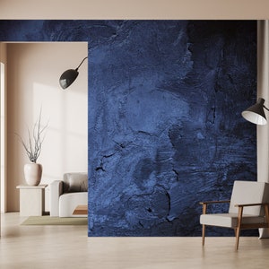 Dark Blue Stone Wallpaper, Grunge Stone Wall Mural [Peel and Stick (self adhesive) or Traditional Vinyl Papers]