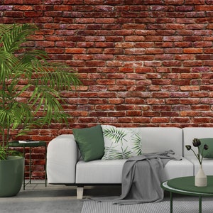 Brick wallpaper, Grunge stone [Self Adhesive, Peel & Stick, Removable]