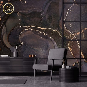 Dark Marble Wallpaper, Abstract Wall Mural [Peel and Stick (self adhesive) or Traditional Vinyl Papers]