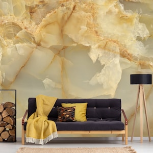 Yellow marble stone wallpaper [Self Adhesive, Peel & Stick, Removable]