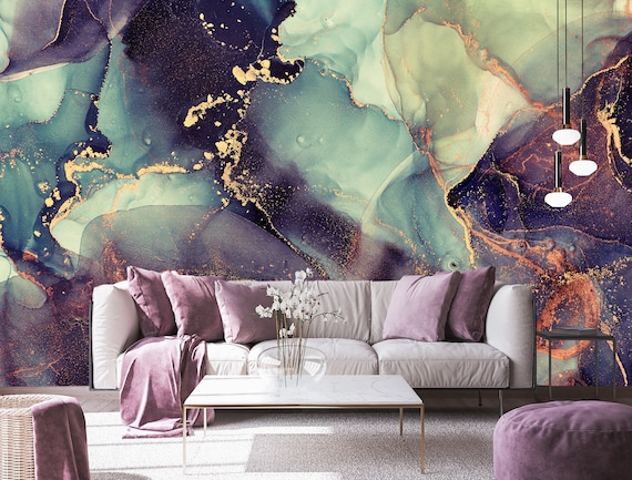 Natural, modern, abstract colorful wallpaper, luxury style [Self Adhesive, Peel & Stick, Removable]