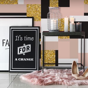 Black and pastel rectangles wallpaper [Self Adhesive, Peel & Stick, Removable]