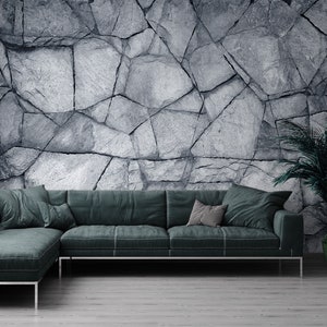 Gray stone wallpaper, 3D effect, minimalist [Self Adhesive, Peel and Stick, Removable]