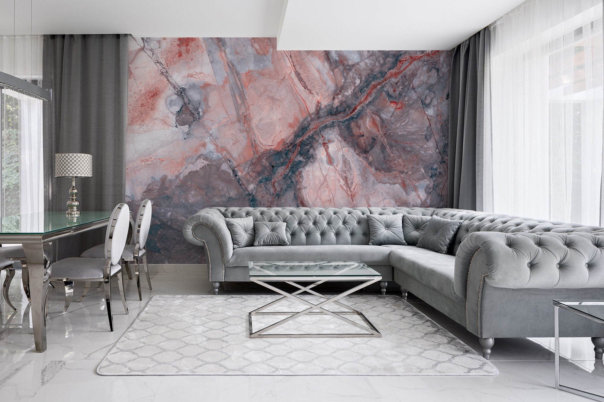 Natural Marble Stone Wallpaper Pink Marble self Adhesive - Etsy
