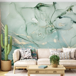 Light green marble stone wallpaper [Self Adhesive, Peel & Stick, Removable]