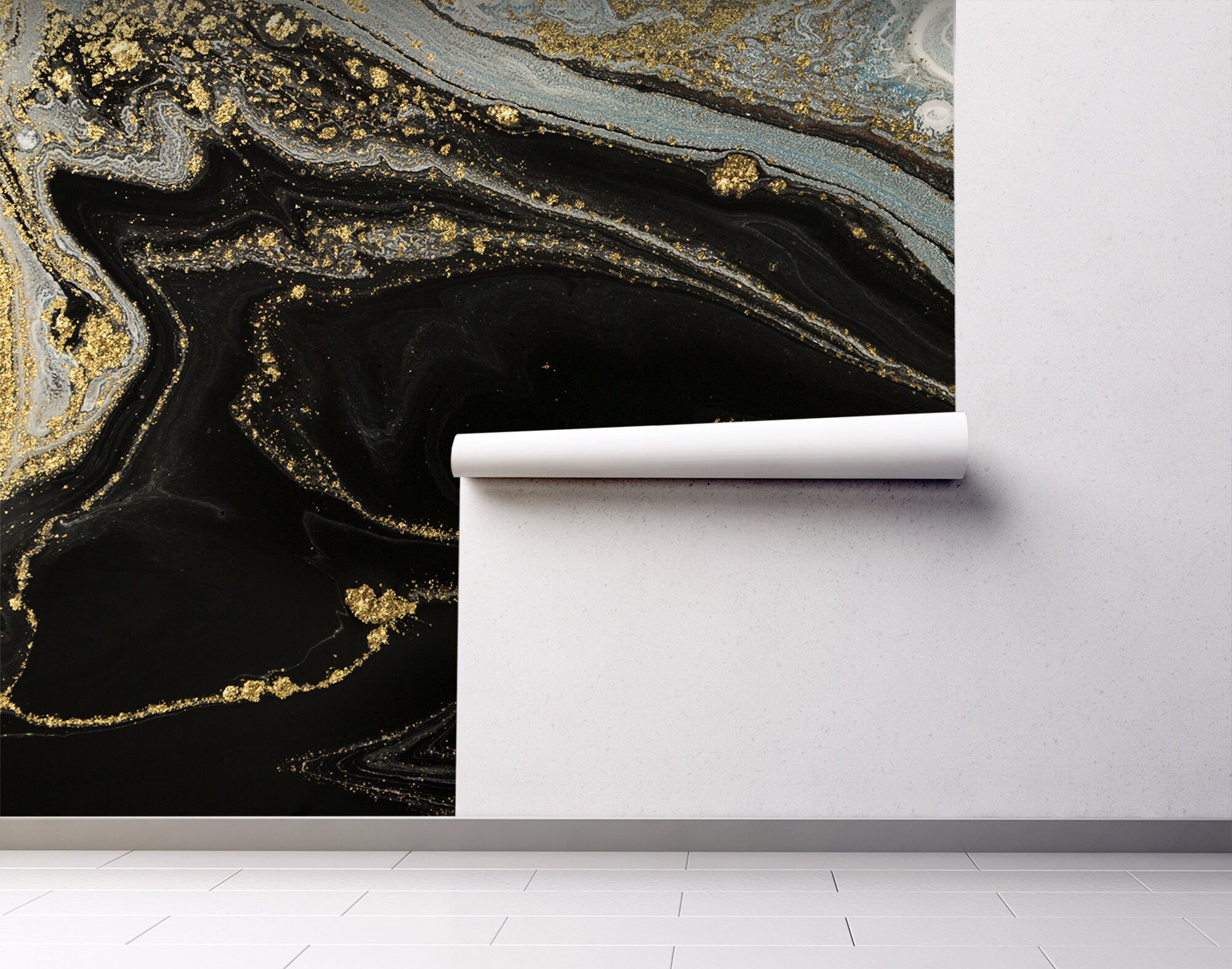 Gold and Black Marble Abstract Wallpaper [self Adhesive, Peel & Stick ...