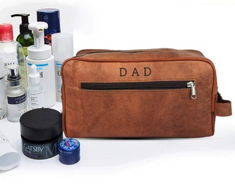 Trousse Dopp personnalisée en cuir pour homme, trousse de toilette en cuir, trousse de maquillage monogramme, trousse de toilette pour homme, cadeau en cuir pour lui - Leatherlly