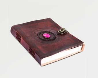Leather Grimoire Journal Book of Shadows - Refillable Antique Medieval Travel Daily Planner Small Book
