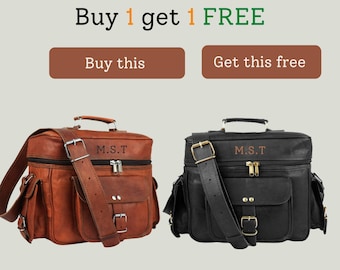 Buy 1 Get 1 Free Personalized Leather Crossbody Camera Bag - Leather Shoulder DSLR Photography Bag - Travel Gift - Personalised Gifts, Gifts