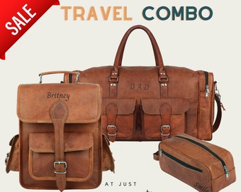 Travel Combo, personalisierte Leder Duffle Bag, Herren Leder Weekender Bag, Monogramm Tasche, Leder Reisetasche, Leder Rucksack, Geschenke