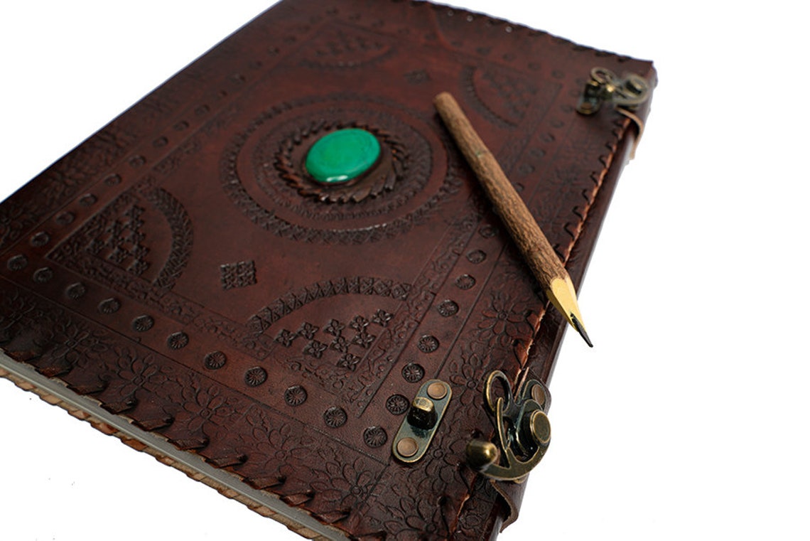Large Spell Book Leather Grimoire Journal Fantasy Deckle Etsy