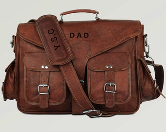 Porte-documents en cuir personnalisé Satchel Messenger Bag Men 15 », Sac à bandoulière en cuir personnalisé pour ordinateur portable, Cadeau personnalisé, Cadeaux Groomsmen