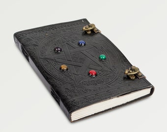 Leather Bound Grimoire Journal - Refillable Handmade Travel Leather Planner