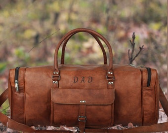 Personalized Leather Weekender Duffle Bag, Leather Weekender Bag Men, Leather Travel Holdall Overnight Duffle Bag