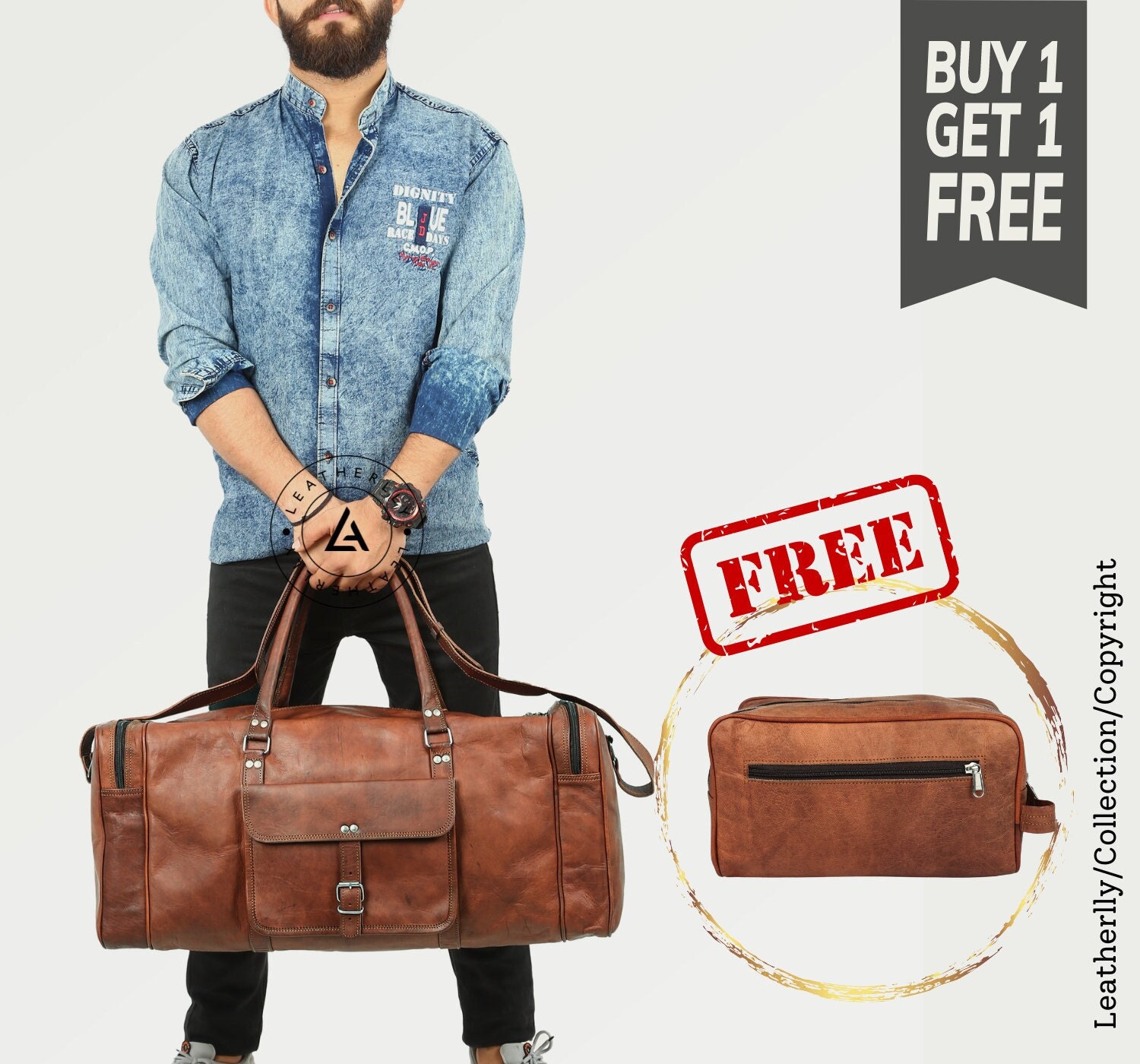 Leather Weekender Bag Personalized men bag Mens Travel Bag