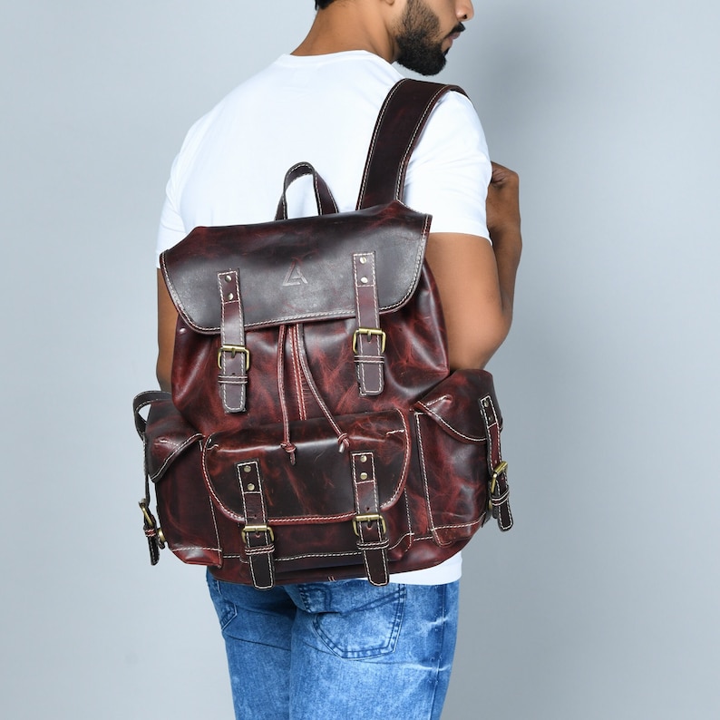 Leather Backpack Rucksack, Leather Travel Bag, Handmade Leather Laptop Backpack, Leather Bag