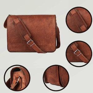 Features of Minimal Laptop Leather Satchel Messenger Bag - Leather Large Crossbody Sling for Men and Women