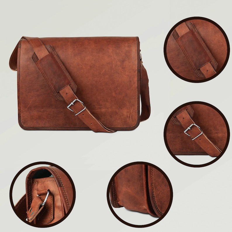Features of Minimal Laptop Leather Satchel Messenger Bag - Leather Large Crossbody Sling for Men and Women