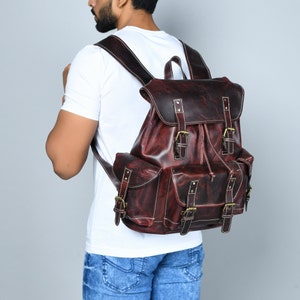 Leather Backpack Rucksack, Leather Travel Bag, Handmade Leather Laptop Backpack, Leather Bag